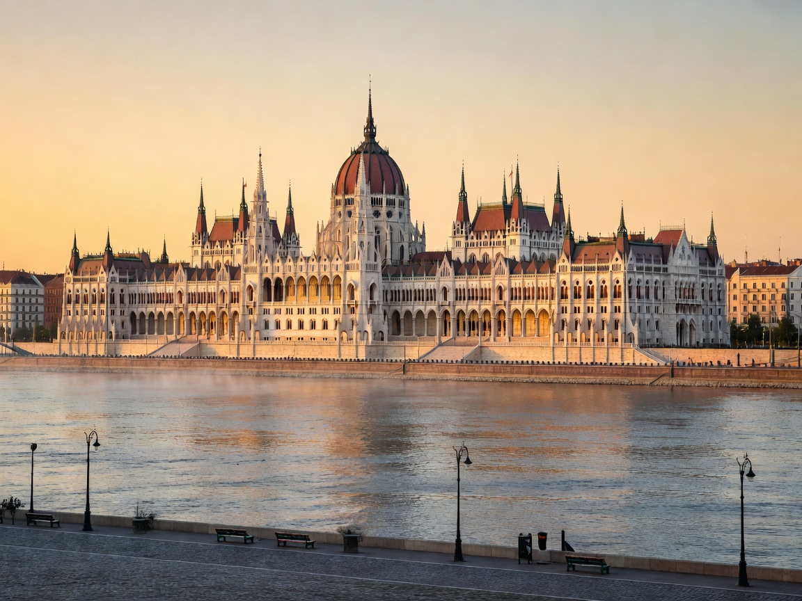Budapest Hungary Parliament building across the Danube river