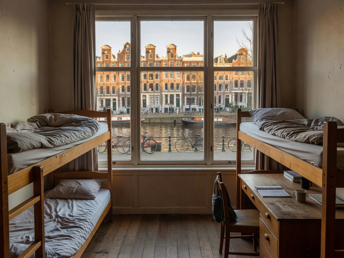 Flying Pig Downtown Amsterdam canal view dorm room